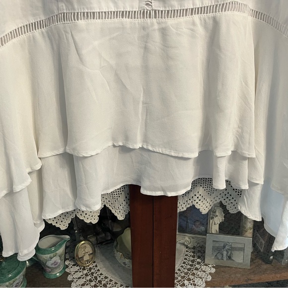 Women's Chico's White Skirt w Ruffled Crepe Hem Sz 2 L 12-14 NWT Ret $109 - Picture 5 of 7